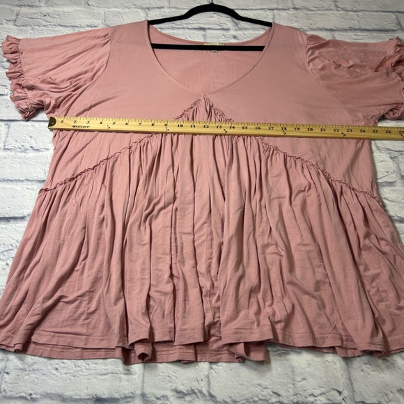 Kori Blush Ruffle Sleeve Vneck Blouse - Picture 6 of 8